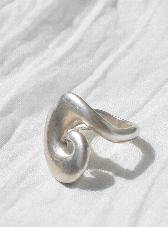 Abyss Satin ring – hand-sculpted spiral ring in satin-matte sterling silver
