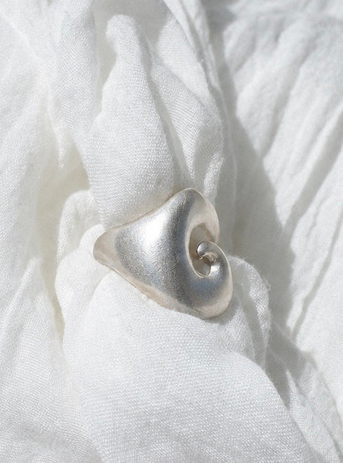 Abyss Satin ring – hand-sculpted spiral ring in satin-matte sterling silver